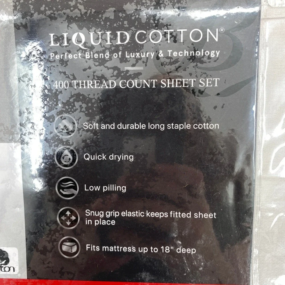 Beautyrest Black Sheet Set Queen Antarctica Gray Liquid Cotton 400TC Deep Pocket